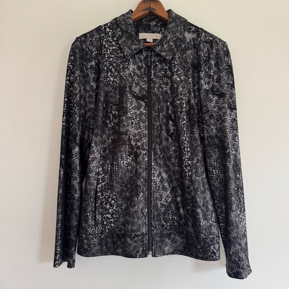 Laura Ashley Leopard Animal Print Zip Up Jacket Medium
